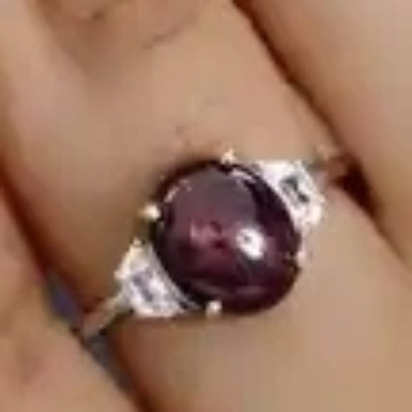 Indian Star Ruby and White Zircon Ring in Platinum Over Sterling Silver - Picture 4 of 6